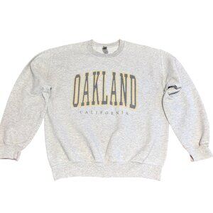 Vintage Oakland Sweatshirt Crewneck California Graphic Print Grey Unisex Medium
